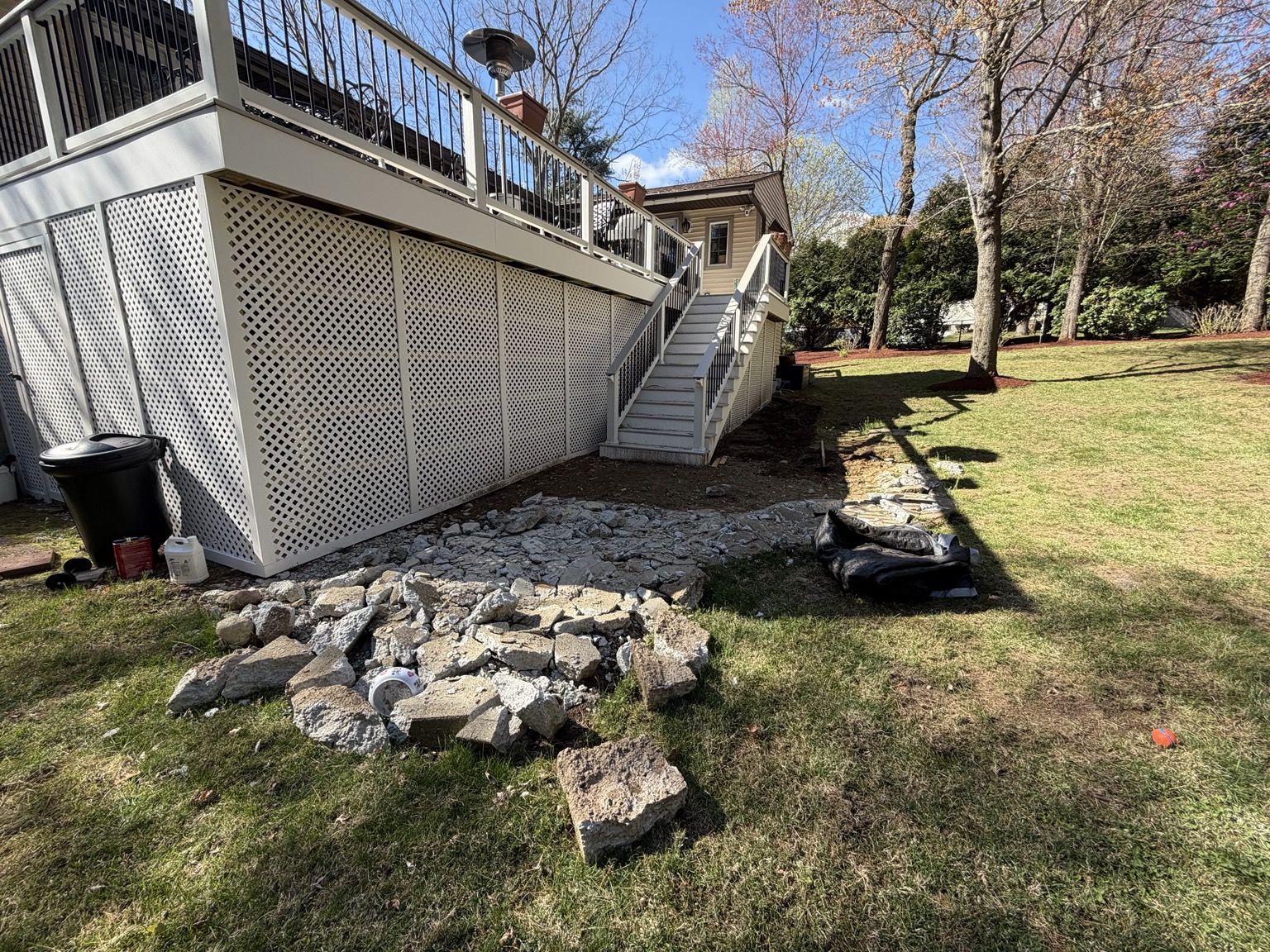 Existing surface removal and demolition during Bellingham Massachusetts patio project